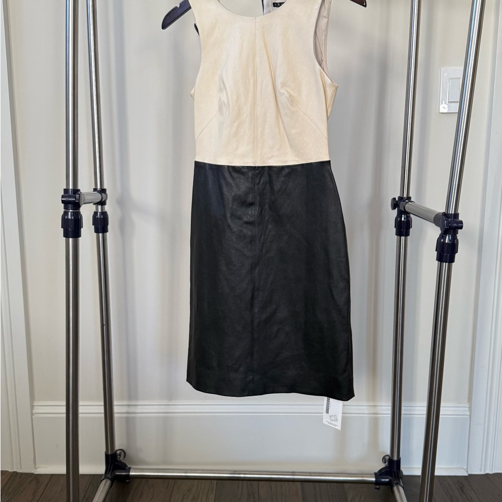 Theory Black and Cream Midi Dress